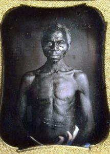 This July 17, 2018 copy photo shows a 1850 Daguerreotype of Renty, a South Carolina slave who Tamara Lanier said is her family's patriarch. The portrait was commissioned by Harvard biologist Louis Agassiz, whose ideas were used to support the enslavement of Africans in the United States.