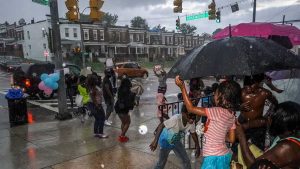 A block party on the weekend of a cease-fire, organized by Baltimore Ceasefire, in August.