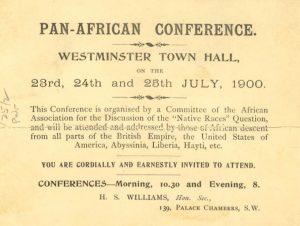 Invitation to Pan-African Conference at Westminster Town Hall, July 1900.