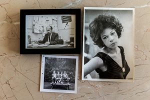 Clockwise from top right: Gilmore in 1986; with her brother Jon (second from left) and two friends; Gilmore’s father in the late 1960s, in the office where he worked to desegregate the Yale School of Medicine.