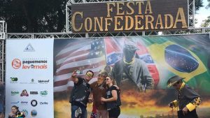 Visitors and performers at Brazil’s ‘Confederate Party,’ held each April in São Paulo state.