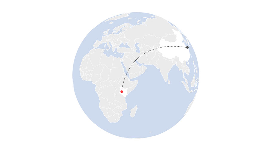 The 5,500-plus miles from Kenya to Shanghai is about the same distance as Los Angeles to New York City and back again.