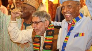 Dr. Leonard Jeffries, Don Rojas and Rev Herbert Daughtry at Benefit Tribute to Don Rojas, May 11, 2019, House of the Lord Church, Brooklyn, New York