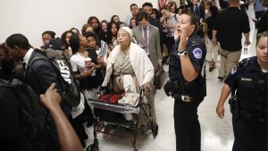 A crowd in the hallway outside the House Judiciary Subcommittee on the Constitution, Civil Rights and Civil Liberties’ reparations hearing