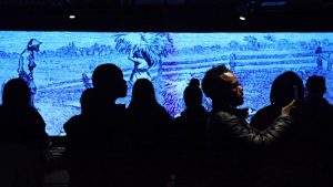 People explore the National Museum of African American History and Culture in Washington, D.C.