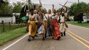 Performers in a reenactment of an 1811 slave rebellion marched through LaPlace, La., on Friday.