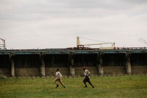 Re-enactors ran across the Bonnet Carre Spillway in Norco, La.