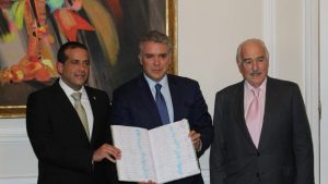 Camacho with Colombian President Ivan Duque in May