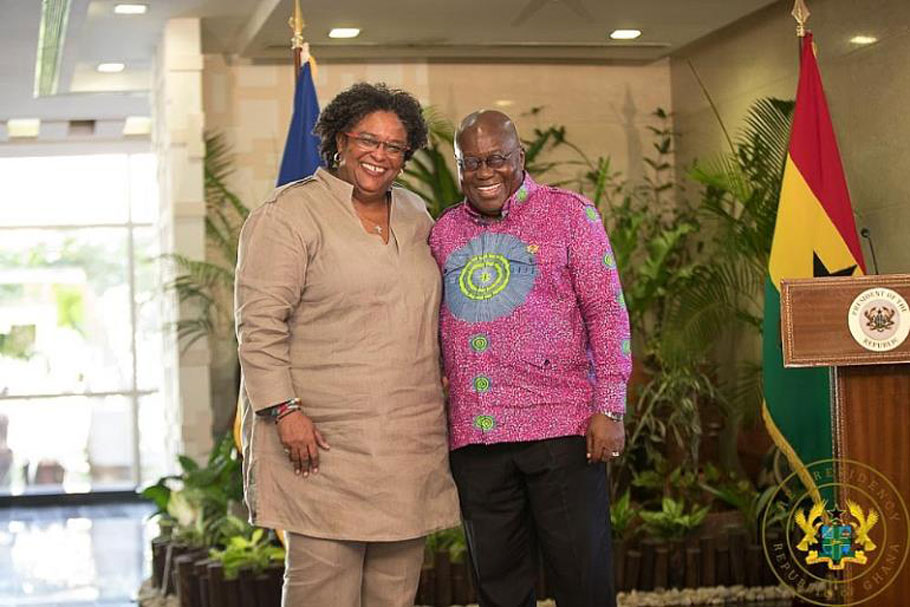 President of Ghana, Nana Addo Dankwa Akufo-Addo and Prime Minister Mia Mottley of Barbados