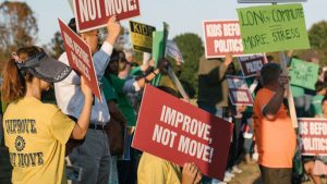 Protesters outside the Howard County Board of Education building in Ellicott City, Md., last month.