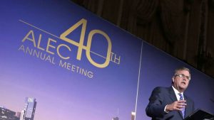 Jeb Bush speaks at a 2013 American Legislative Exchange Council meeting.