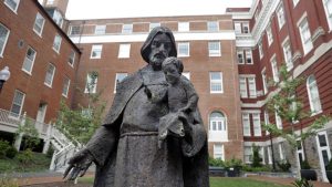 Jesuit statue - Georgetown University campus in Washington.