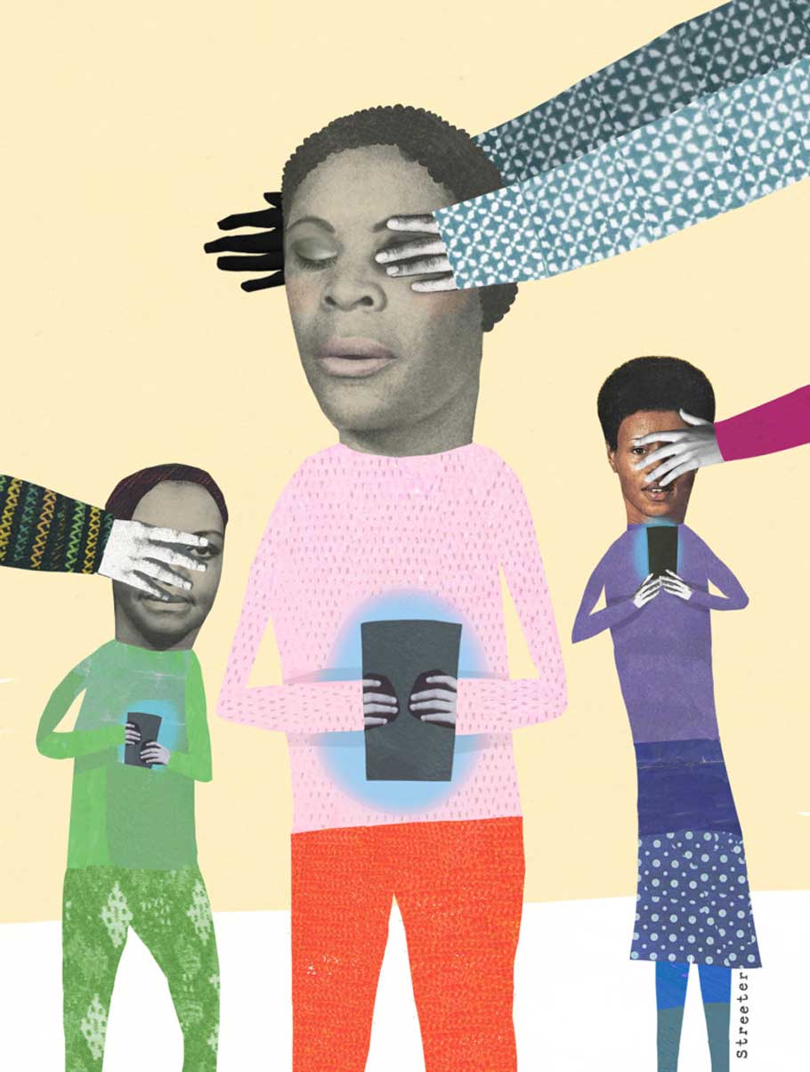 How disinformation campaigns suppress the Black vote. Illustration by Katherine Streeter
