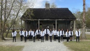 Sydney Labat, 24, and 14 of her Tulane University classmates posed at the Whitney Plantation in Wallace, La.