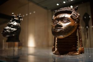 Unidentified object, likely of African origin, displayed at the British Museum in London