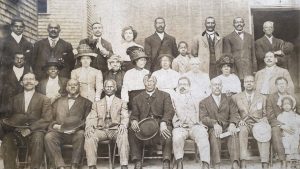 Leaders of the Liberty League, an activist group, sit for a photograph in 1918.