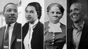 Martin Luther King Jr., Rosa Parks, Harriet Tubman and President Barack Obama