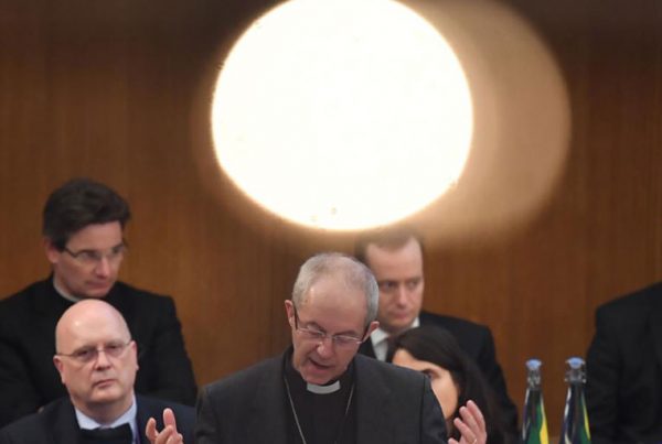 The Archbishop of Canterbury, the Most Reverend Justin Welby, addresses the General Synod at Church House in London.