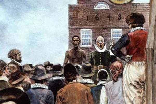 First slave auction in New Amsterdam.