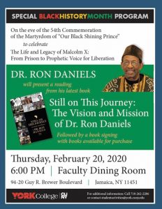 Still on This Journey: Dr. Ron Daniels stops by York College on February 20, 2020