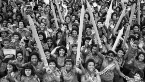 Participants in the Cuban Literacy Campaign march in December 1961.