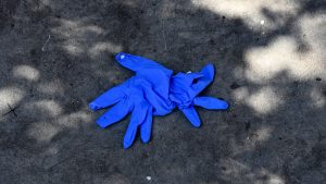 Blue gloves