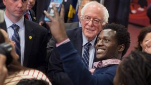 Democratic presidential candidate Sen. Bernie Sanders (D-VT) greets guests following a rally at Claflin University on February 26, 2016 in Orangeburg, South Carolina. The South Carolina Democratic primary is scheduled to take place on February 27.