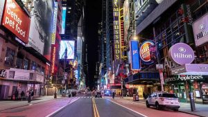 An empty Times Square. New York is now considered a global center of the pandemic.