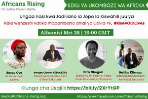 Mazungumzo ya Kiswahili juu ya "Raia Wenye bidii katika Mapambano dhidi ya COVID-19" na wanaharakati na viongozi wa jamii kutoka Kenya, Burundi, na Tanzania.