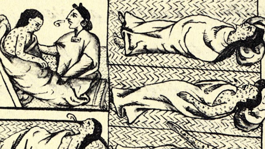 Panel from the Florentine Cortex depicting smallpox outbreaks in the Americas during the 16th century.