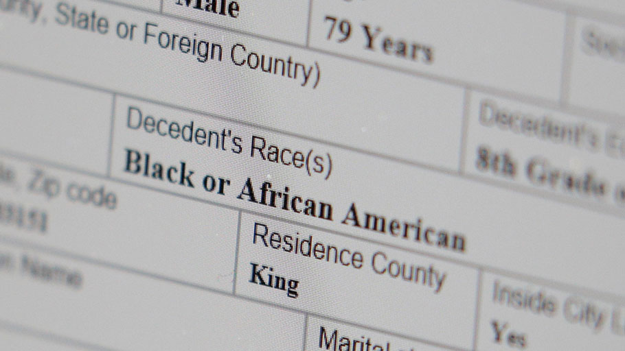 Details of the death certificate for a black man who died of the coronavirus in April. 