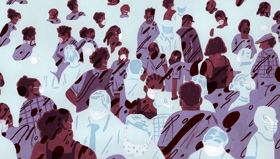 An illustration about how the coronavirus is especially ravaging the African American community. Image by Jamiel Law for the New Yorker.