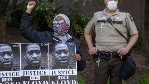 A protester in Minneapolis on Thursday.