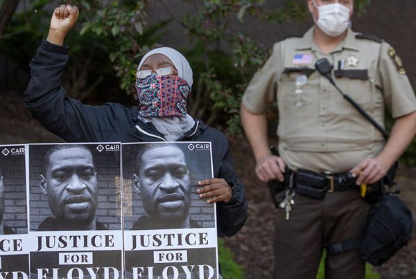A protester in Minneapolis on Thursday.