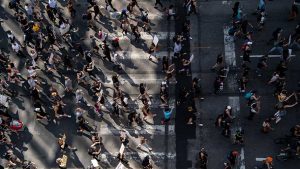 Thousands of protesters march through downtown Minneapolis on May 31. (Salwan Georges/The Washington Post)