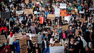 Thousands of people gather for a peaceful demonstration to protest against racism in Vancouver on Sunday, May 31.