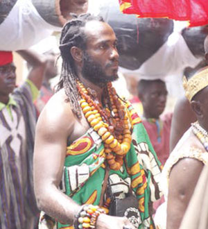 Kambon is honored as a traditional ruler at a ceremony during the Odwira festival in Ghana, in October 2018.