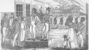 Auctioning slaves in South Carolina.