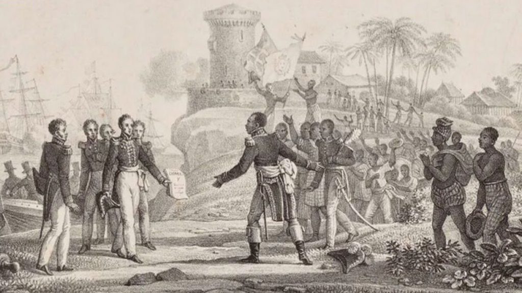 Haitian President Jean-Pierre Boyer receiving Charles X’s decree recognizing Haitian independence on July 11, 1825. Bibliotheque Nationale de France