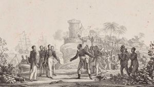 Haitian President Jean-Pierre Boyer receiving Charles X’s decree recognizing Haitian independence on July 11, 1825. Bibliotheque Nationale de France