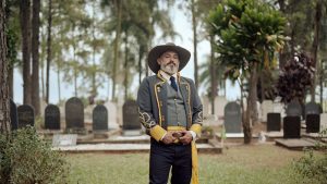 João Leopoldo Padoveze, president of the Fraternity of American Descendants of Santa Bárbara d’Oeste, poses at the Cemitério do Campo in April 2019.