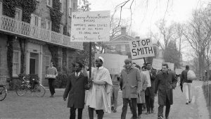 A protest against Ian Smith, the leader of Rhodesia’s predominantly white government, in Princeton, New Jersey, Nov. 12, 1965