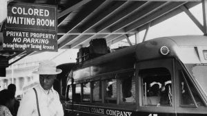 Racial segregation at a bus station in North Carolina in 1940.