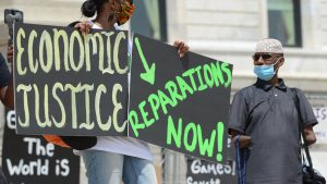 Protest outside the Minnesota State Capitol demanding reparations, St Paul MN, June 19 2020.