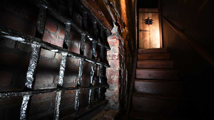 Original bars on a window in the basement of the Freedom House Museum in Alexandria, Va, where enslaved people were housed before being transported to the South.