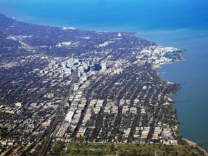 Evanston City aerial view