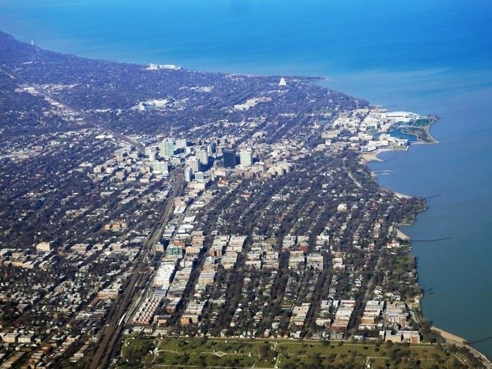 Evanston City aerial view