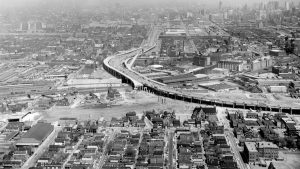 Highway construction in Chicago in the early 1960s