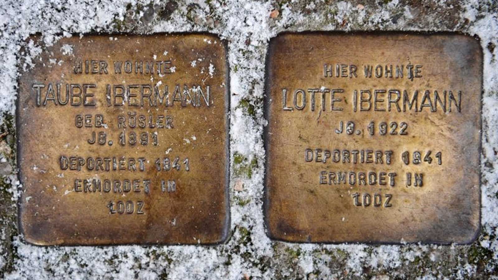 Two Stolpersteine (stumbling blocks) commemorating Holocaust victims