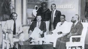 Dr Yosef A.A. ben Jochannan seated in the middle of legendary history scholars Dr. Ivan Van Sertima and Dr. John Henrik Clarke on Gil Noble’s talk show